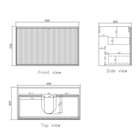 Marlo Fluted 900mm Matte Black Wall Hung Cabinet Only