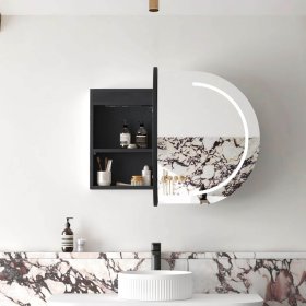 LED Bondi 900(W)x600(H) Black Oak Shaving Cabinet - Premium Edition