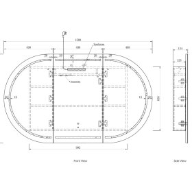 ArcQuay Bondi LED 1500×900mm ナチュラルオーク ミラーキャビネット LED-BOSV1590N-VP 製品画像・収納詳細