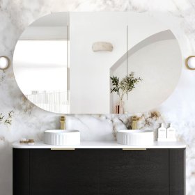 Bondi 1500x900 Black Oak Shaving Cabinet