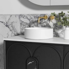 ArcQuay Laguna 1500mm ブラックアメリカンオーク 壁掛け洗面化粧台 LG1500B 収納・設置例