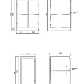 Hampshire Black Base Laundry Cabinet with 1300mm Natural Carrara Marble Top