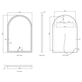 LED Archie 900(H)x600(W) White Metal Frame Tuffi Mirror