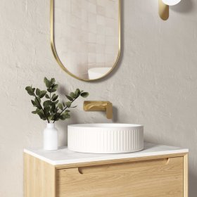 Hudson Round 400x400x120 Concrete Fluted White Basin