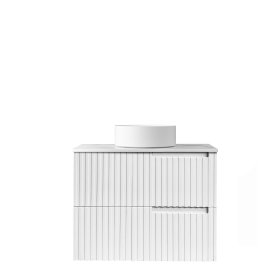 Noosa Fluted Fluted 750mm Satin White Wall Hung Cabinet Only
