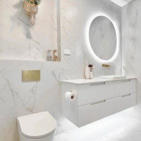 Noosa Fluted 1500mm Satin White Wall Hung Cabinet Only