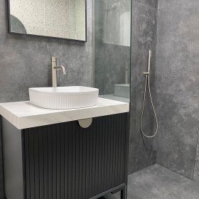 Marlo Fluted 900mm Matte Black Wall Hung Cabinet Only