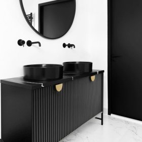 Marlo Fluted 1500mm Matte Black Wall Hung Cabinet Only