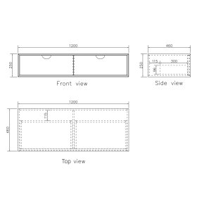 Moonlight 1200mm White Wall Hung Cabinet