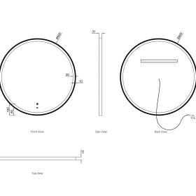 LED Bondi 800mm White Metal Frame Tuffi Mirror