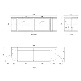Hampshire 1500mm Satin Black Wall Hung Curve Cabinet Only