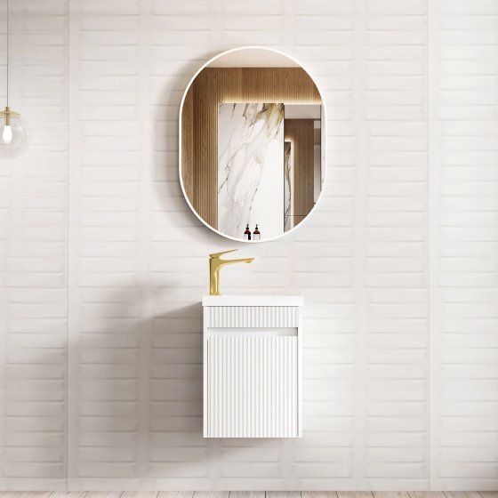 ArcQuay 400mm matte white space-saver bathroom vanity front view