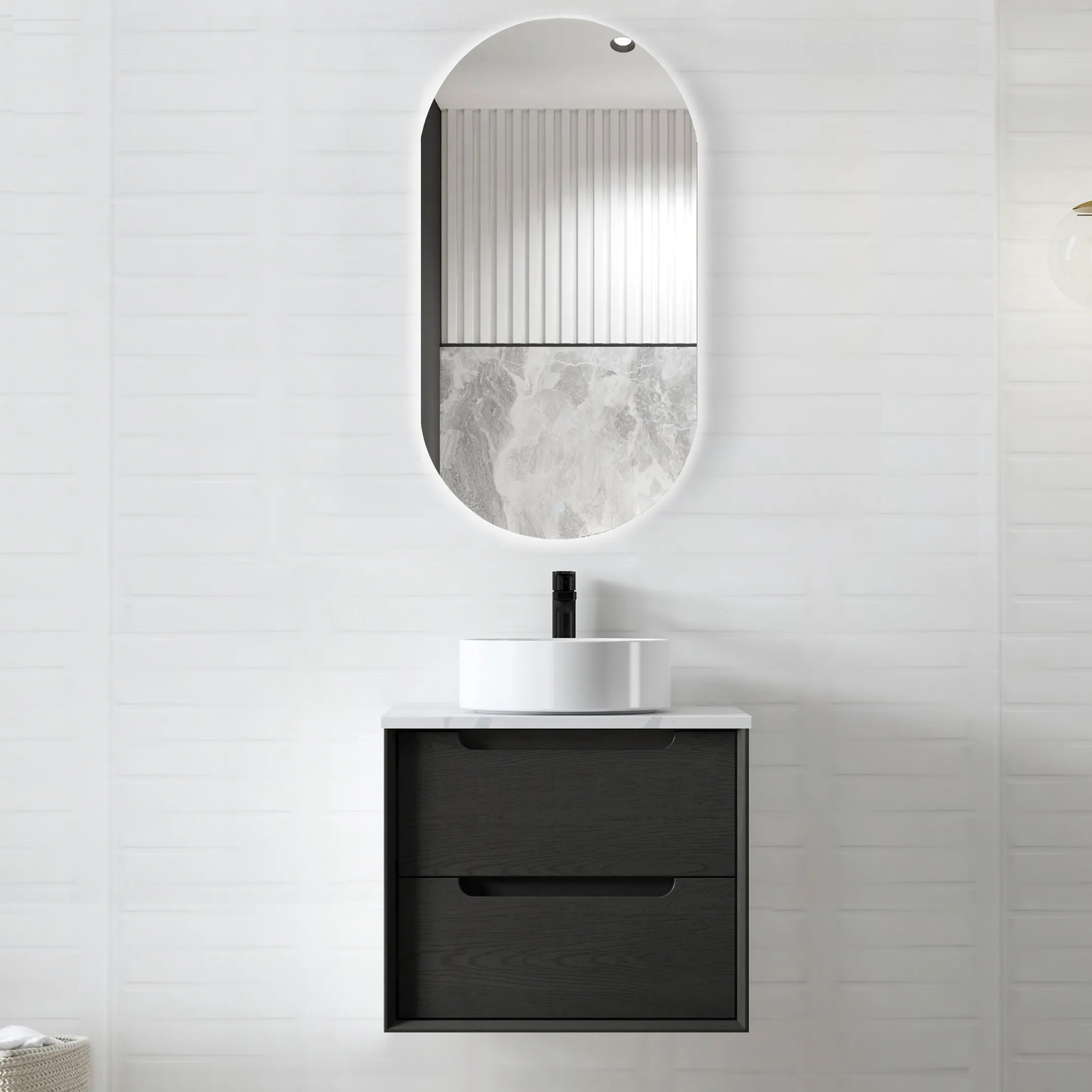 ArcQuay Hampshire White Laundry Natural Carrara / White – 650mm