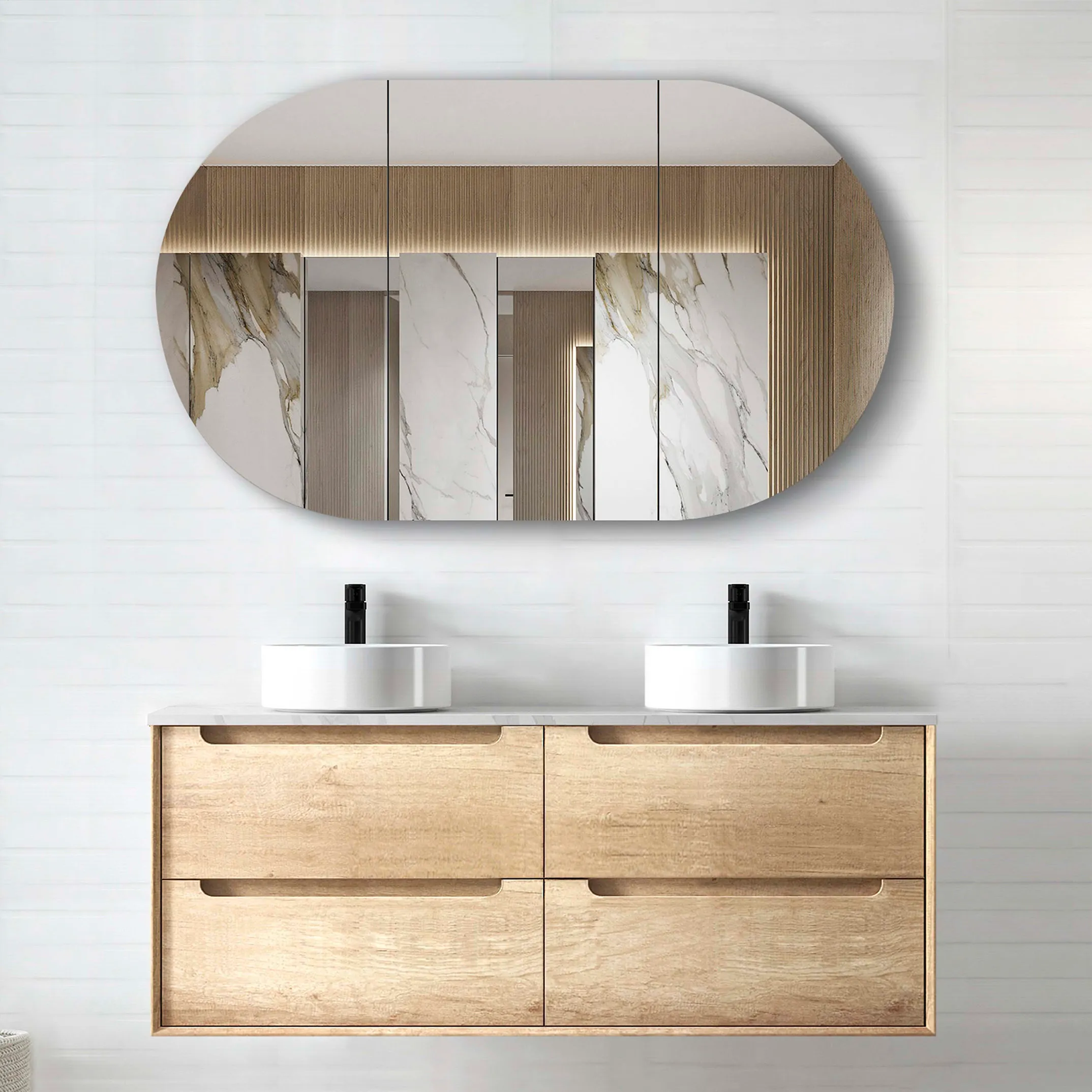 ArcQuay Byron/Bondi Natural Oak Laundry Natural Oak / Cloudy Carrara