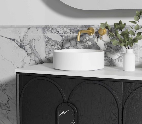 ArcQuay Hampshire Black Laundry Pure White / Black – 1060mm Laundry Cabinet