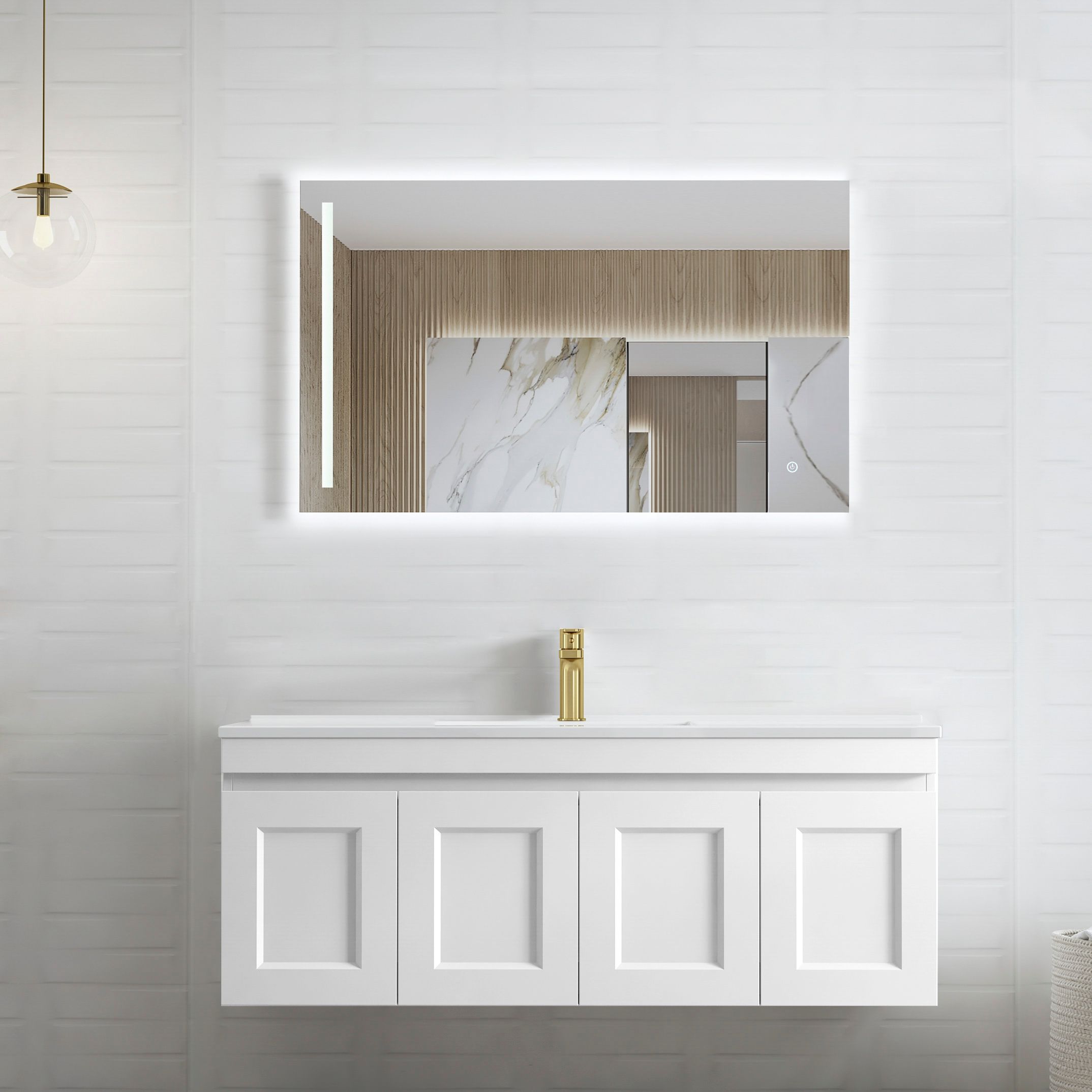 ArcQuay 800mm white LED bathroom mirror in a vanity setting