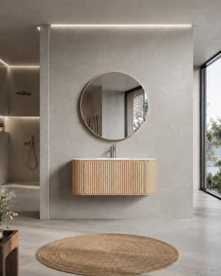 ArcQuay Bondi Fluted 800mm wall-hung bathroom vanity front view