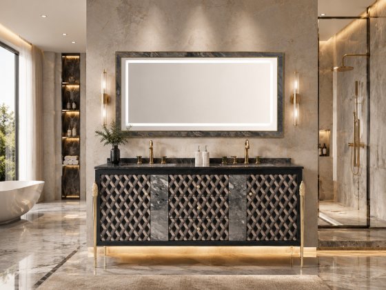 ArcQuay Marlo Fluted 600mm Matte Black Wall Hung Vanity