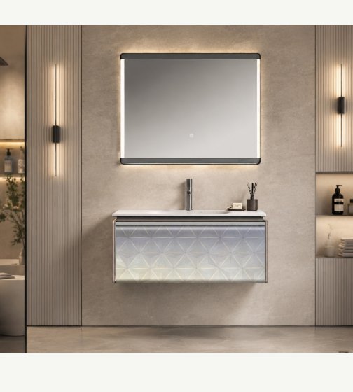 ArcQuay Noosa Fluted 750mm Satin White Wall Hung Vanity
