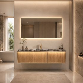 ArcQuay Noosa Fluted 900mm Satin White Wall Hung Vanity