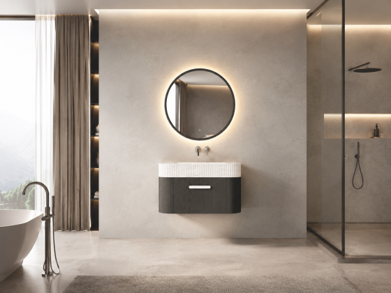 ArcQuay Margaret Black 600mm wall-hung bathroom vanity front view