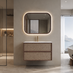 ArcQuay Queenscliff Rattan – 800mm Wall-Hung Bathroom Vanity