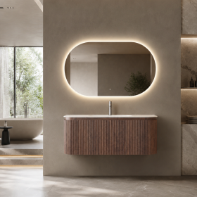 ArcQuay Sydney Walnut 900mm wall-hung bathroom vanity front view