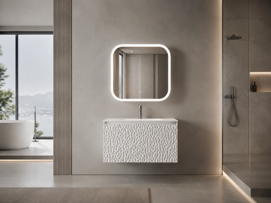 ArcQuay Alba Embossed 900mm wall-hung bathroom vanity front view