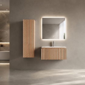ArcQuay Driftwood Louvre – 1200mm Wall-Hung Bathroom Vanity