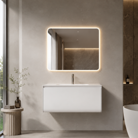 ArcQuay Reef White 900mm wall-hung bathroom vanity front view