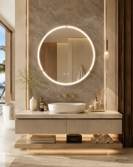 ArcQuay JMY-A0006 Ø700 / Ø800 / Ø900 / Ø1000 mm decorative LED bathroom mirror