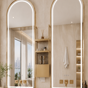 JMY-S0002 مقاس 600 × 1400 مم، مرآة LED بإطار فولاذ مقاوم للصدأ – منظر 2