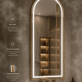 JMY-S0002 مقاس 600 × 1400 مم، مرآة LED بإطار فولاذ مقاوم للصدأ – منظر 4