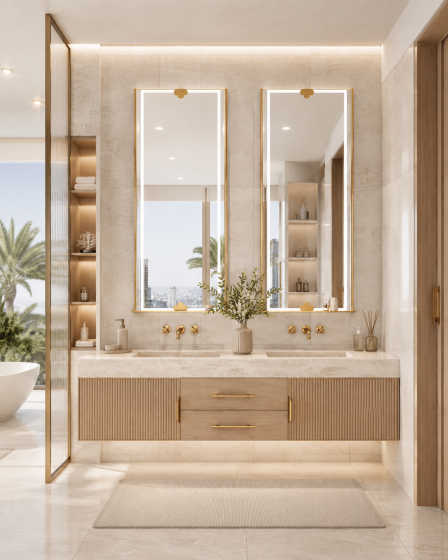 ArcQuay JMY-S0003 550 × 1200mm Brushed Titanium stainless steel LED mirror