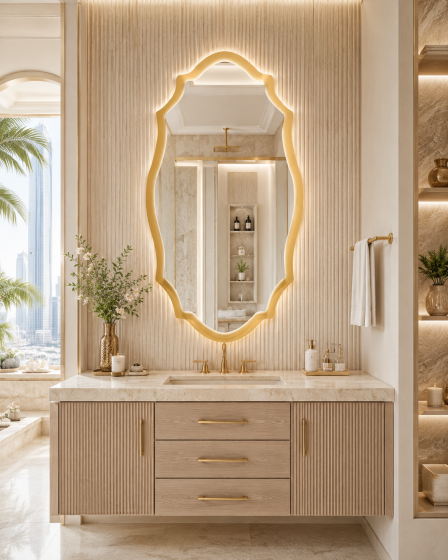 ArcQuay JMY-S0004 600 × 1100mm Brushed Titanium stainless steel LED mirror
