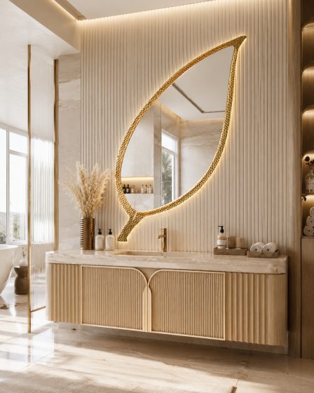ArcQuay JMY-S0005 800 × 1400mm Brushed Titanium stainless steel LED mirror