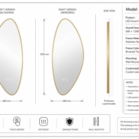 ArcQuay JMY-S0007 Stainless Steel LED Smart Mirror — product view 5