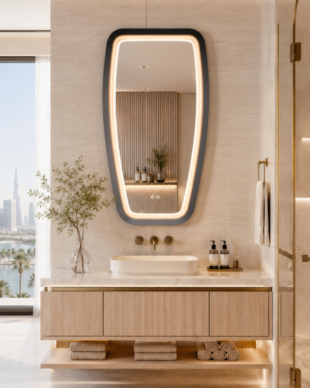 ArcQuay JMY-S0008 550 × 1100mm Gun Metal Grey stainless steel LED mirror