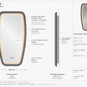 ArcQuay JMY-S0008 Stainless Steel LED Smart Mirror — product view 5