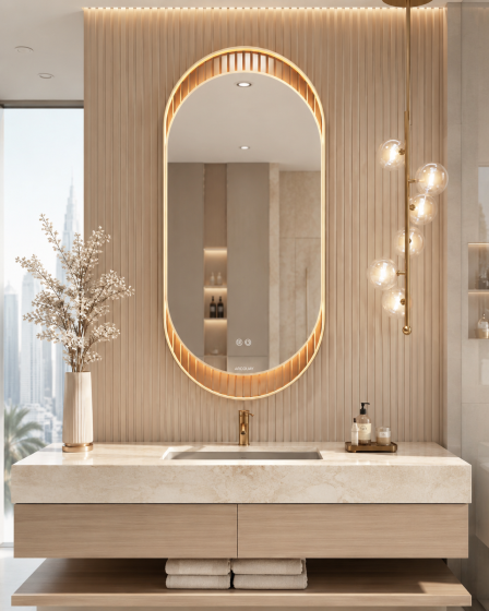 ArcQuay JMY-S0011 600 × 1000mm Brushed Titanium stainless steel LED mirror