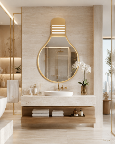 ArcQuay JMY-S0014 700 × 1030 mm Brushed Titanium stainless steel LED mirror