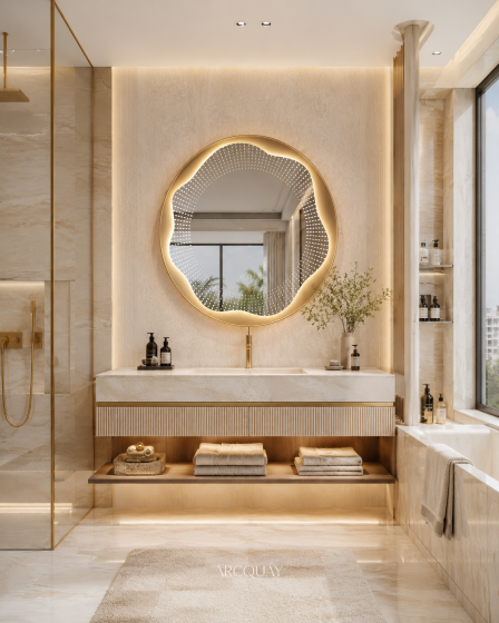 ArcQuay JMY-S0023 800 × 800 mm Brushed Titanium stainless steel LED mirror