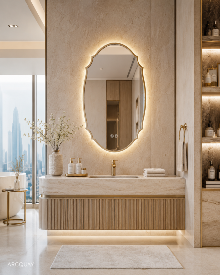 ArcQuay JMY-S0025 600 × 900 mm Brushed Titanium stainless steel LED mirror