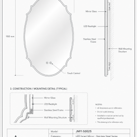 ArcQuay JMY-S0025 Stainless Steel LED Smart Mirror — product view 6