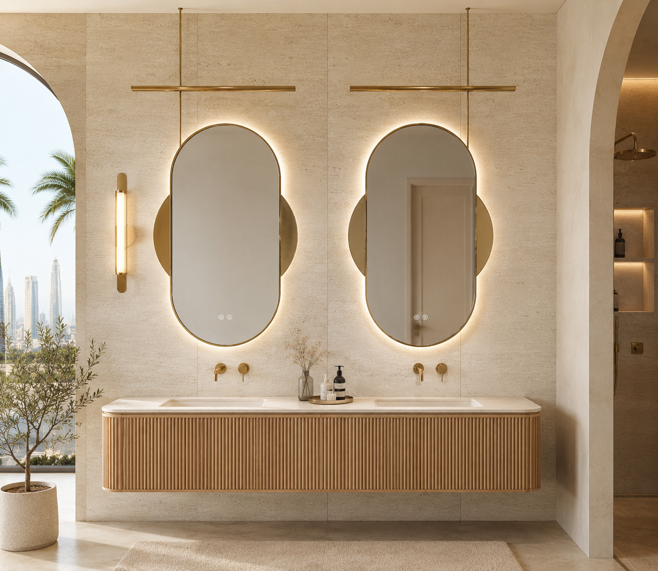ArcQuay JMY-S0026 700 × 1200 mm Gun Metal Grey stainless steel LED mirror