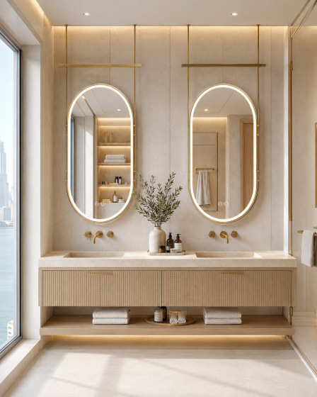 ArcQuay JMY-S0027 600 × 1200 mm Brushed Titanium stainless steel LED mirror