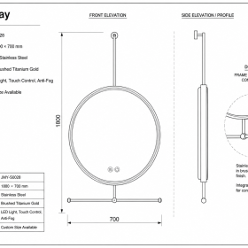 ArcQuay JMY-S0028 Stainless Steel LED Smart Mirror — product view 5