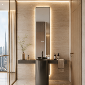 ArcQuay JMY-S0029 500 × 2000 mm Gun Metal Grey stainless steel LED mirror