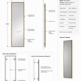 ArcQuay JMY-S0029 Stainless Steel LED Smart Mirror — product view 6