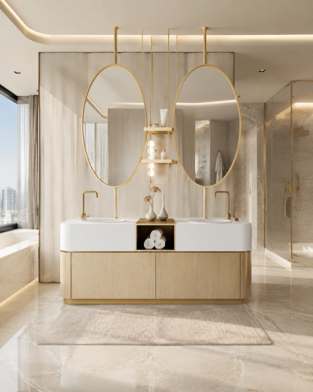 ArcQuay JMY-S0031 600 × 1200 mm Brushed Titanium stainless steel LED mirror